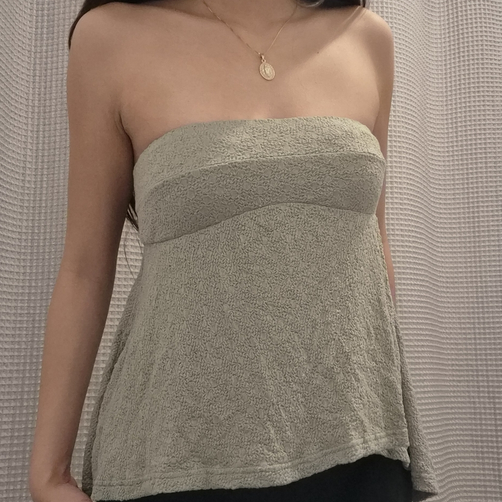 NWOT Free People Noa Textured Tube Top | Sage Green